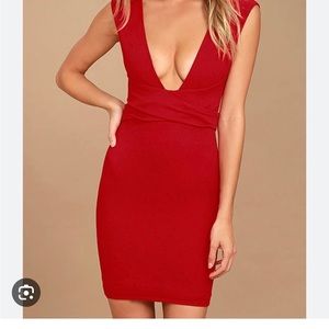 Lulu's red plunge neckline dress